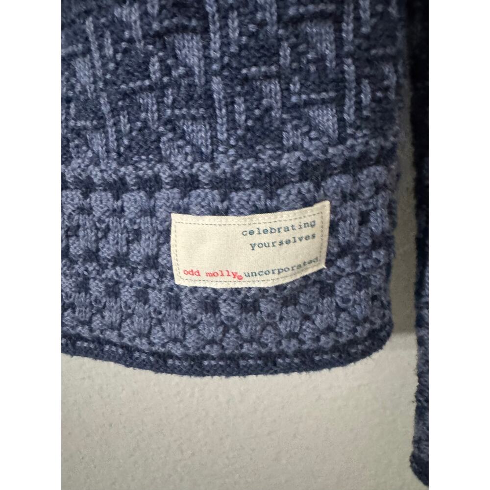 Odd Molly Blue V-Neck Snap Front Knit Cardigan Size 1 US Small/ 6 - Picture 10 of 10